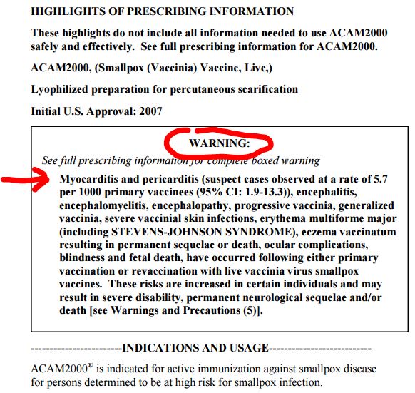 Smallpox Vaccine Warnings